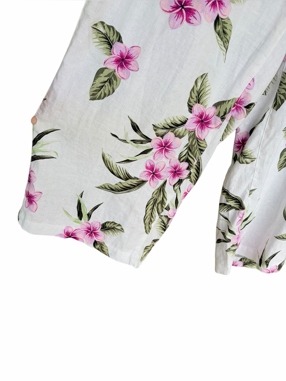 Linen Floral High Rise Drawstring Wide Leg Pant - Picture 4 of 6